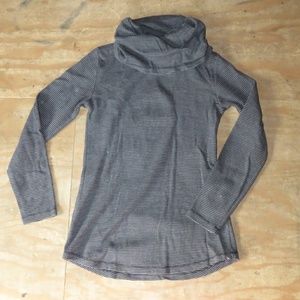 Grey Stripe Funnelneck Tee